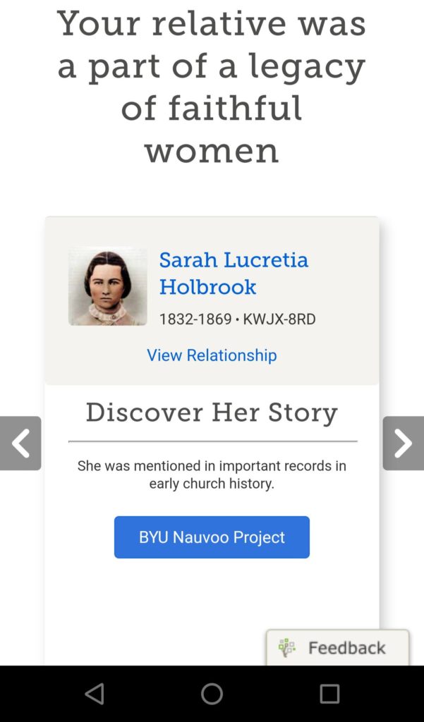 Screenshot of FamilySearch's women of faith campaign