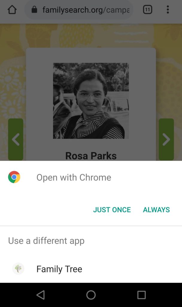 screenshot of opening Rosa Parks' obituary in Chrome
